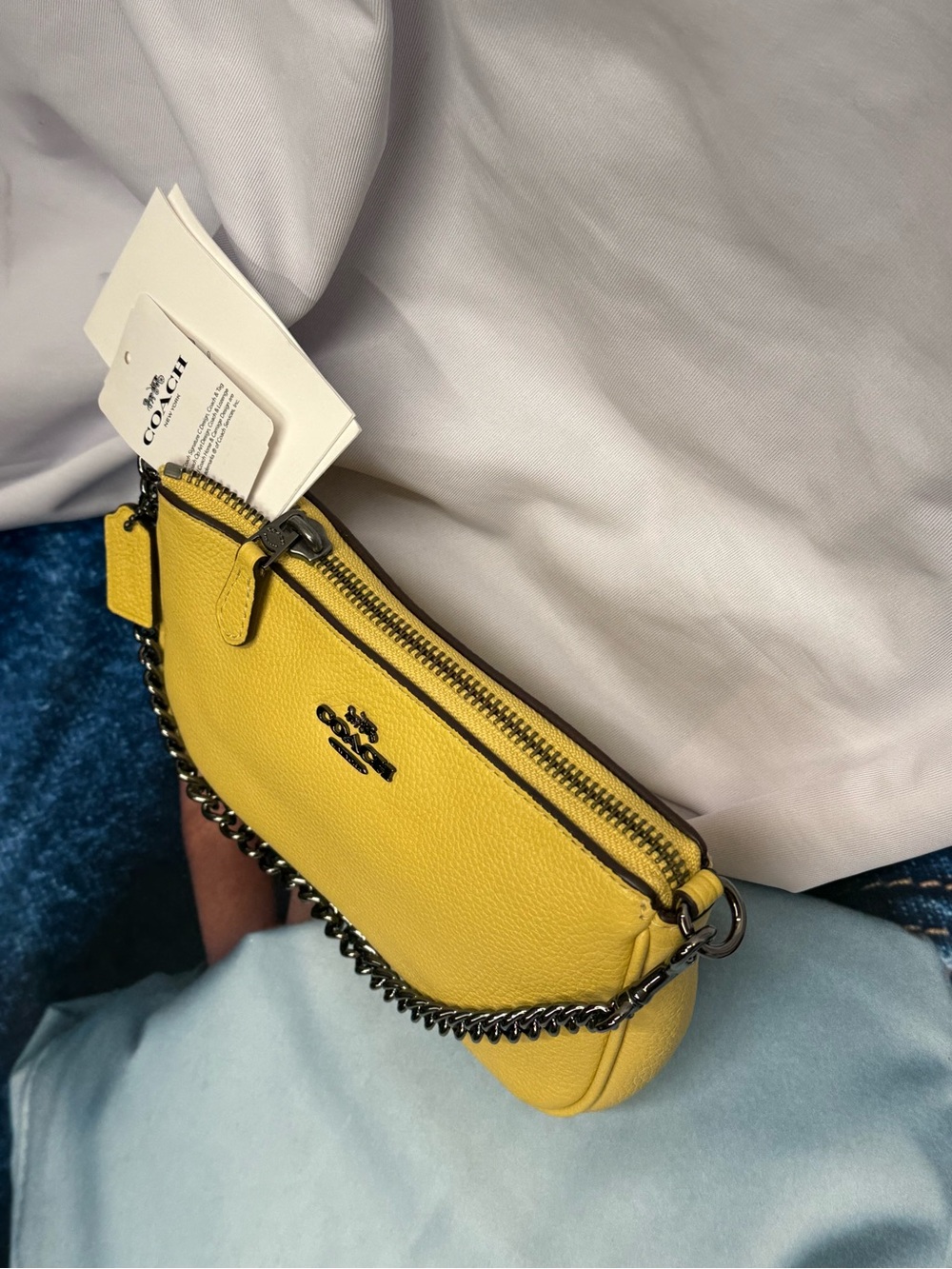 (new+tag) Coach large wristlet nolita 19 sunflower yellow fit iPhone Pro Max - Picture 10 of 12